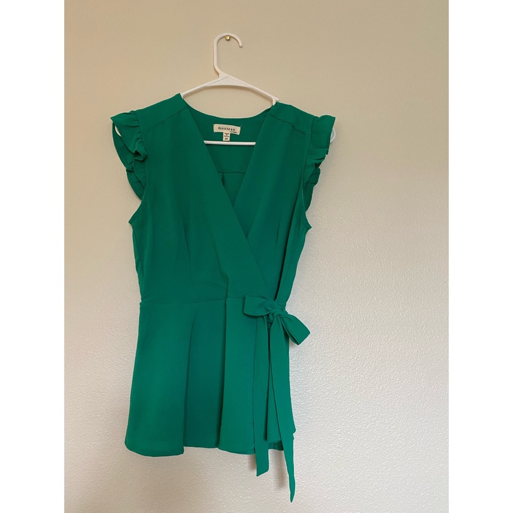 Flutter sleeve wrap top blouse